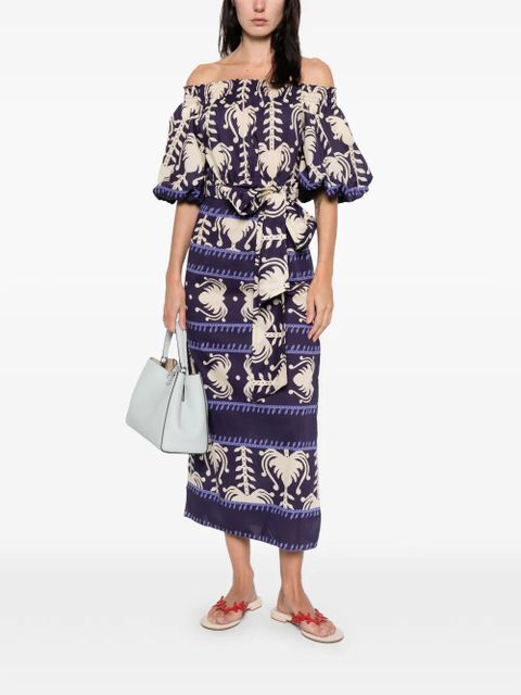Johanna Ortiz off-shoulder patterned midi dress - Purple - zdjęcie produktu nr 2