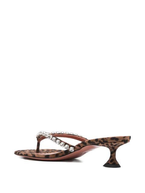 Amina Muaddi 45mm leopard-printed crystal-detail sandals - Brown - zdjęcie produktu nr 2