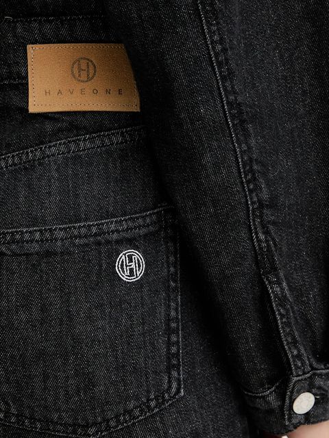 Haveone kombinezon jeansowy kolor czarny bawełniany z kołnierzykiemm YGZ-P007