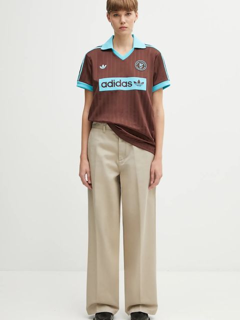 adidas Originals t-shirt Football Tee damski kolor brązowy JY3542