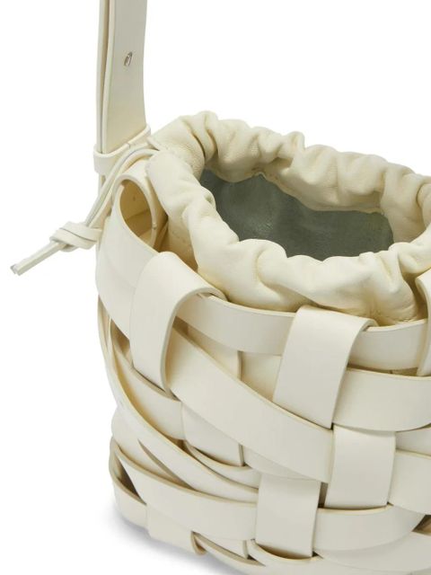 Jil Sander small woven leather bucket bag - White