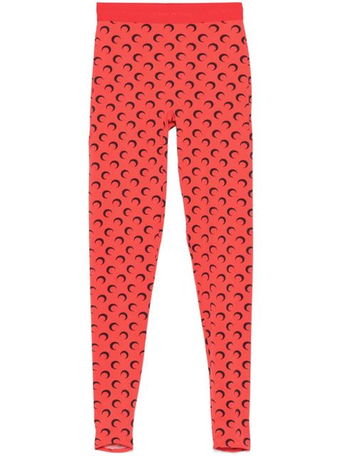 Marine Serre Moon-print leggings - Red - zdjęcie produktu nr 1