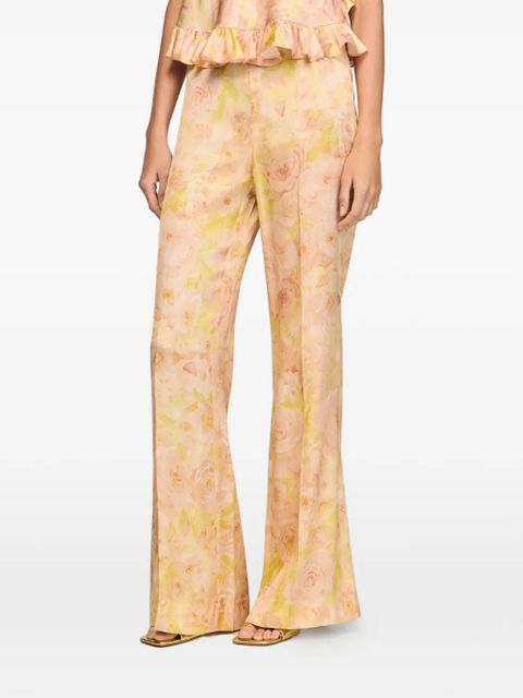 SANDRO floral-print flowy trousers - Orange