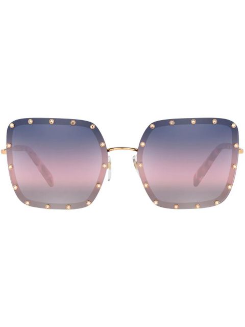 Valentino Eyewear crystal-studs square-frame sunglasses - Blue - zdjęcie produktu nr 1