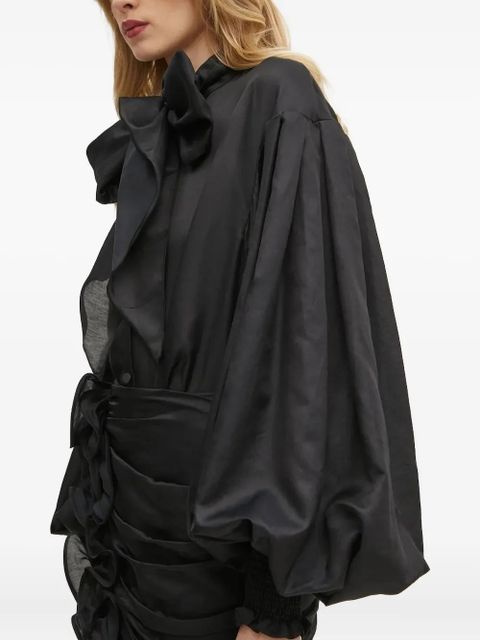 Charo Ruiz Ibiza bow-detail balloon-sleeve top - Black