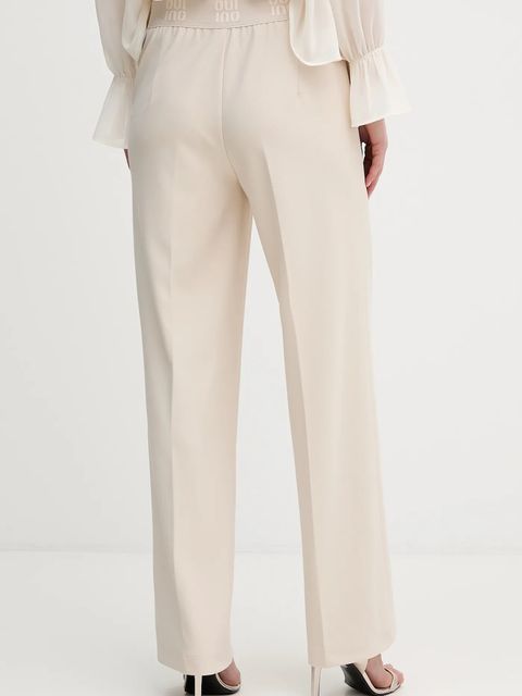 OUI spodnie damskie kolor beżowy proste high waist 91737 - zdjęcie produktu nr 2