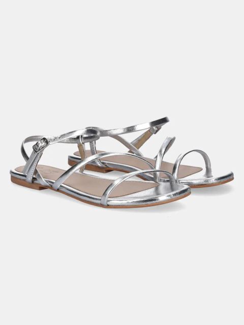 Answear.LAB sandały skórzane damskie kolor srebrny