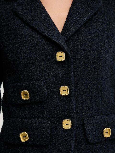 Luisa Spagnoli marynarka z domieszką wełny kolor granatowy jednorzędowa gładka 542245