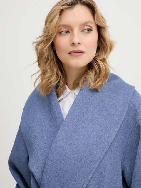 Calvin Klein płaszcz z dodatkiem wełny kolor fioletowy LV044E537G