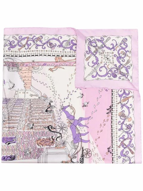 Ferragamo Palazzo graphic-print silk scarf - Pink - zdjęcie produktu nr 1