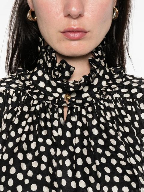 Chloé ruffled-collar polka-dot blouse - Black