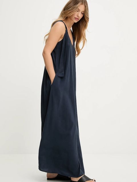 Answear.LAB sukienka kolor granatowy maxi rozkloszowana