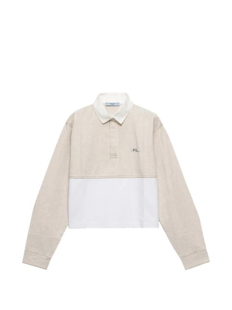 Prada chambray and jersey polo shirt - Neutrals - zdjęcie produktu nr 1