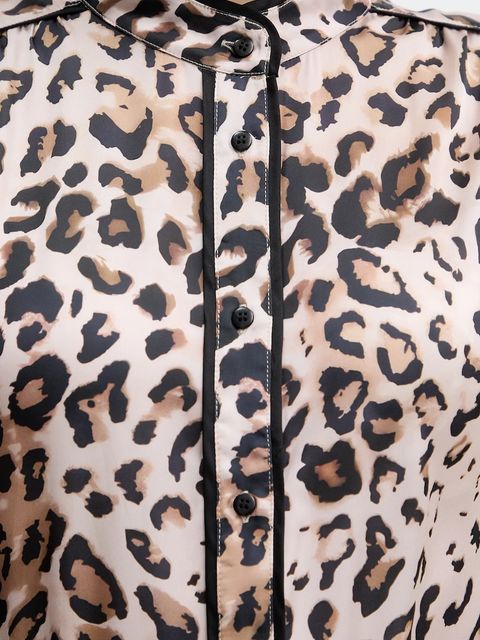 Fracomina koszula damska kolor brązowy regular ze stójką FJ25WT1003W41201