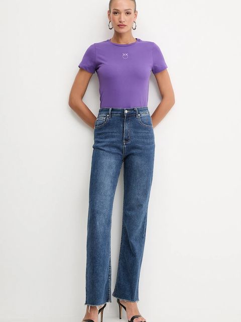 Pinko t-shirt bawełniany damski kolor fioletowy 100355 A2RD
