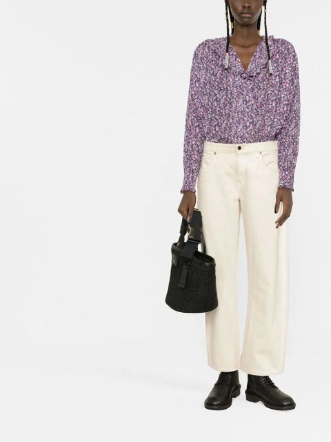 MARANT ÉTOILE ruffle-detail floral-print blouse - Purple - zdjęcie produktu nr 2