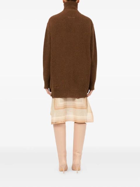 MM6 Maison Margiela ribbed zip-up cardigan - Brown