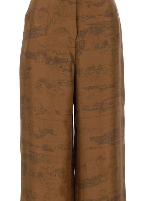 Max Mara printed high-waisted trousers - Brown