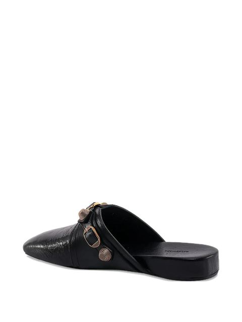 Balenciaga Cagole studded leather slippers - Black