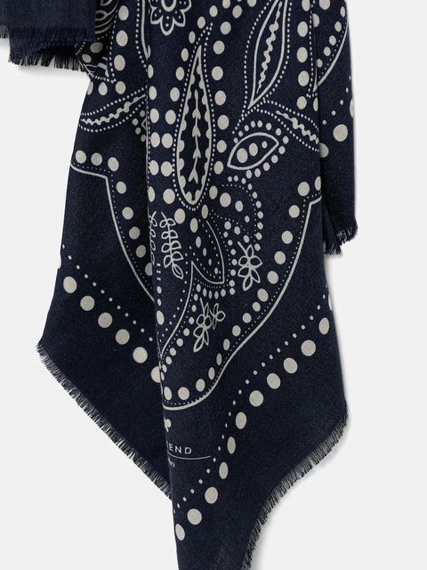 Weekend Max Mara chusta z dodatkiem wełny AEDUCATA damska kolor granatowy wzorzysta 2615541134600