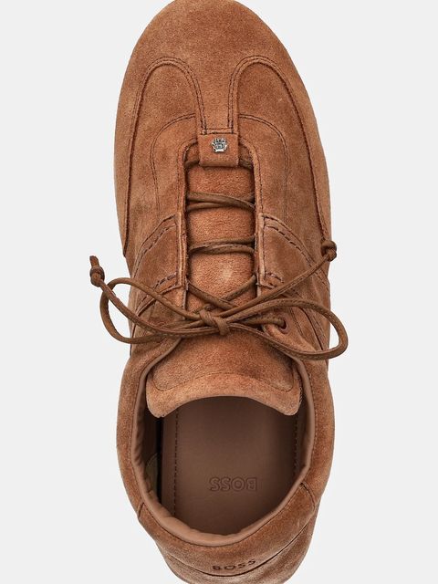 BOSS sneakersy zamszowe Roxanne damskie kolor brązowy 50547962