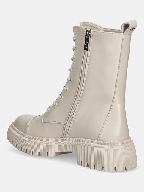 GOE workery skórzane damskie kolor beżowy na platformie SS2N4122 BEIGE