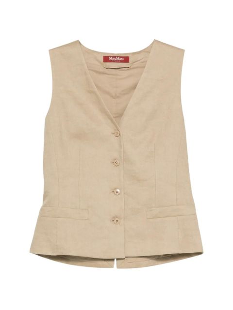 Max Mara Carnet V-neck button-up waistcoat - Neutrals - zdjęcie produktu nr 1