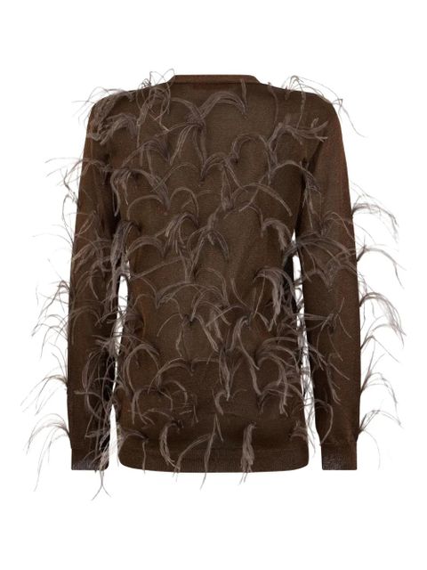 Valentino Garavani feather-embellished cardigan - Brown - zdjęcie produktu nr 2