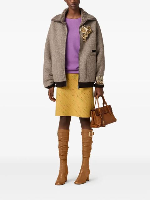 Miu Miu fleece bomber jacket - Neutrals - zdjęcie produktu nr 2