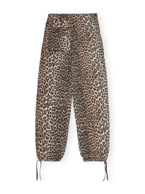 GANNI leopard-print drawstring trousers - Black