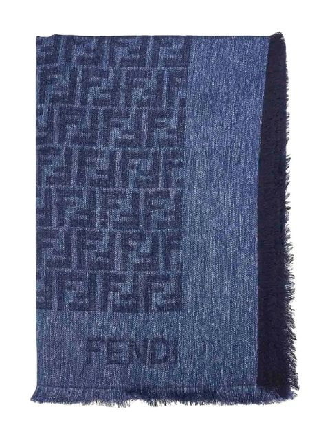 FENDI FF fringed scarf - Blue - zdjęcie produktu nr 1