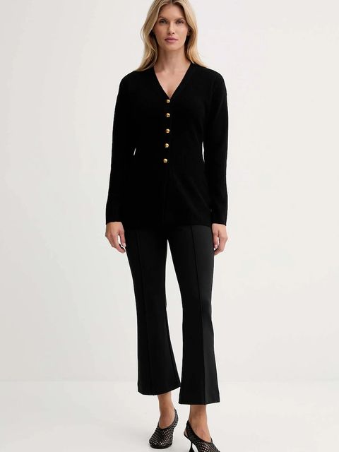 Calvin Klein spodnie damskie kolor czarny dzwony high waist LV044D660G - zdjęcie produktu nr 2