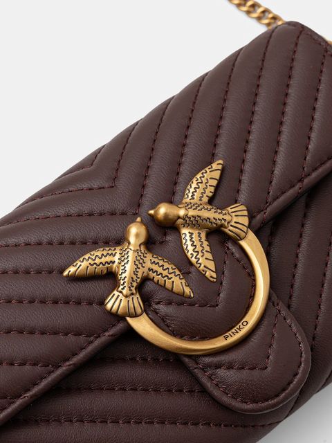 Pinko torebka skórzana kolor brązowy 100062 A0GK