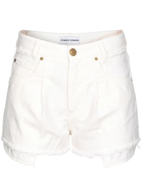 PINKO high-rise frayed-hem denim shorts - White - zdjęcie produktu nr 1