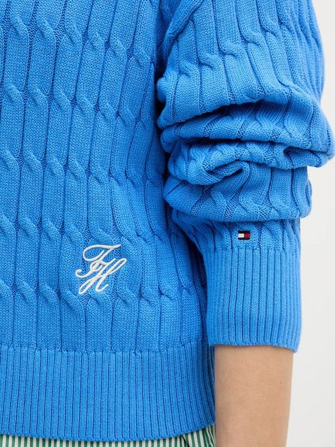 Tommy Hilfiger sweter bawełniany damski kolor niebieski z golfem WW0WW47643