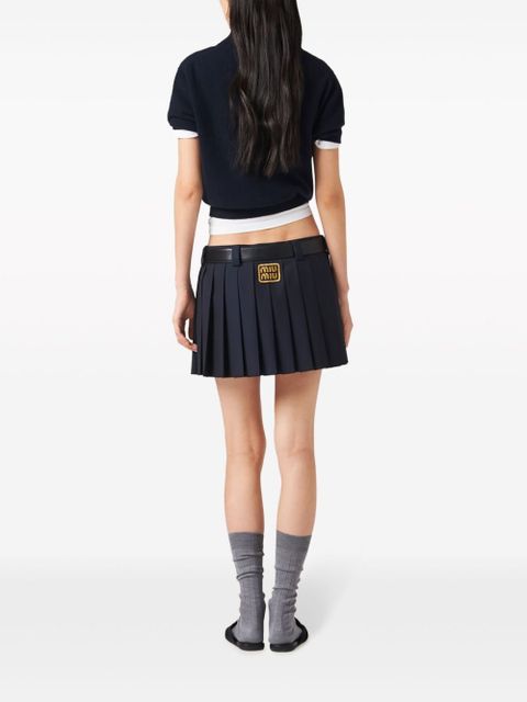 Miu Miu pleated wool miniskirt - Blue - zdjęcie produktu nr 2
