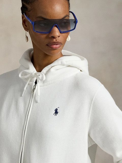Polo Ralph Lauren bluza damska kolor biały z kapturem gładka 211971699
