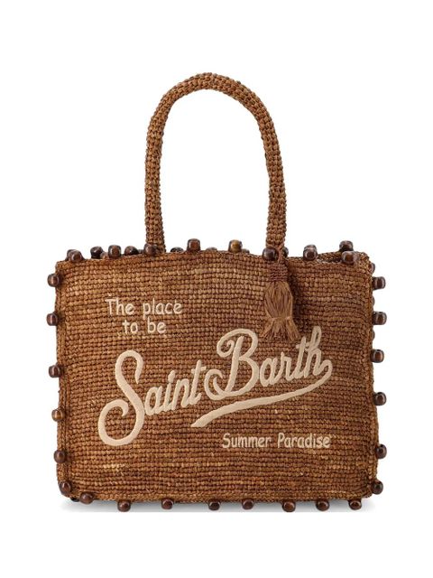 MC2 Saint Barth raffia beaded-trim beach bag - Brown - zdjęcie produktu nr 1