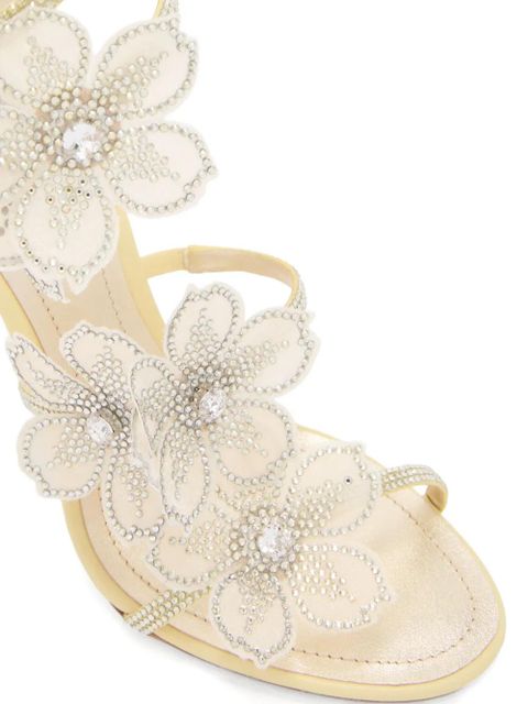 René Caovilla floral-embellished spiral sandals - Neutrals