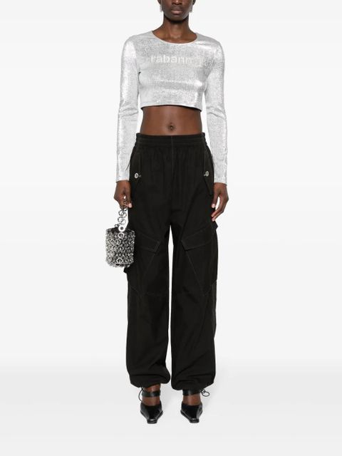 Rabanne gem-logo cropped T-shirt - Silver - zdjęcie produktu nr 2