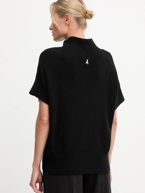 Patrizia Pepe sweter z dodatkiem wełny damski kolor czarny lekki z półgolfem 2K0351 K9O3A - zdjęcie produktu nr 2