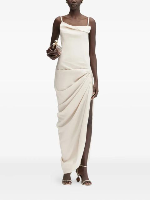 Jacquemus Saudade draped open-back maxi dress - Neutrals - zdjęcie produktu nr 2