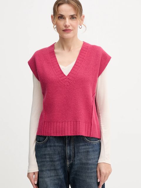 United Colors of Benetton kamizelka z dodatkiem wełny damski kolor różowy 126WD4033 - zdjęcie produktu nr 1