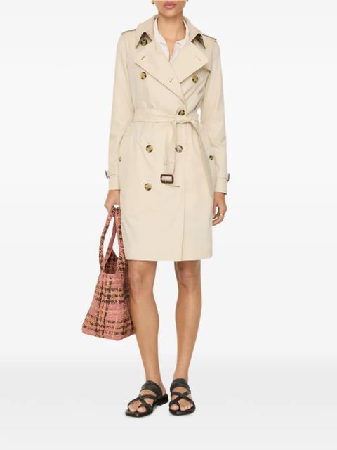 Burberry mid-length tropical gabardine Kensington trench coat - Neutrals