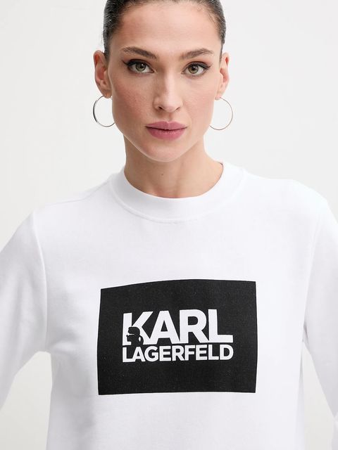 Karl Lagerfeld bluza bawełniana damska kolor biały z nadrukiem ASW20006