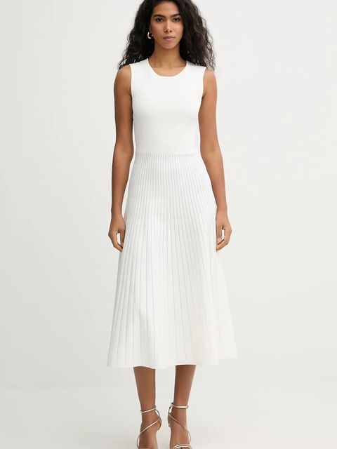 Herve Leger sukienka Cassia kolor beżowy midi rozkloszowana DMC8548625 - zdjęcie produktu nr 1