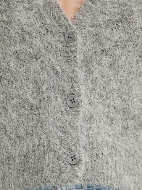 MUNTHE kardigan z dodatkiem wełny ROXAS damski kolor szary 254160225470