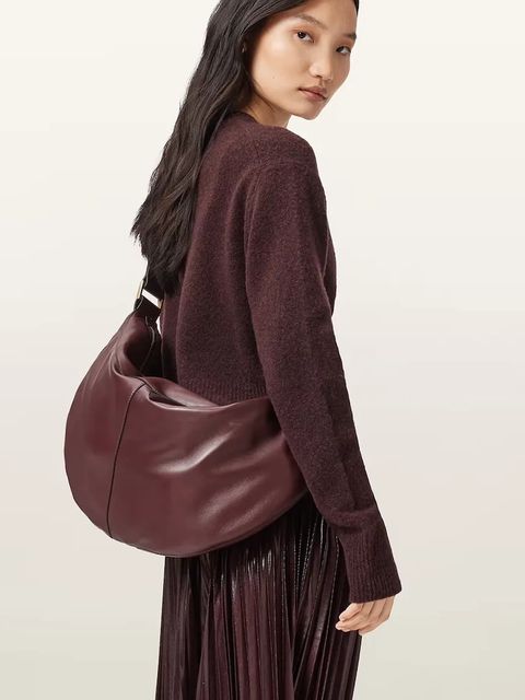 AllSaints torebka skórzana LUNA kolor czerwony W190XD