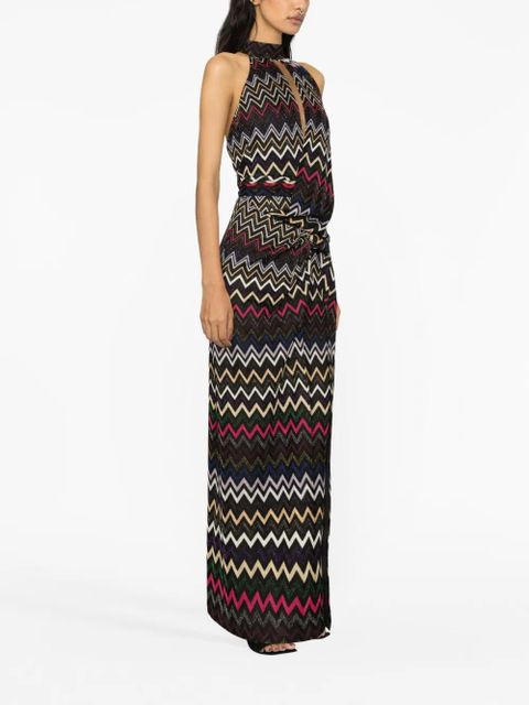 Missoni zigzag halterneck maxi dress - Black