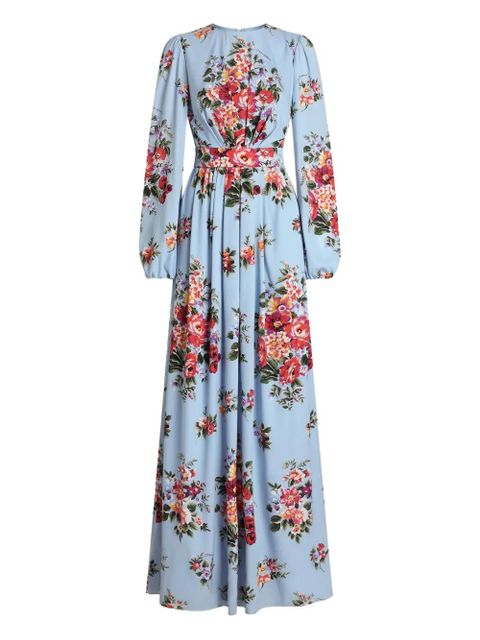 Dolce & Gabbana flora-printl belted maxi dress - Blue - zdjęcie produktu nr 1